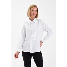Emmas Clothing Basic Fırfır Detaylı Uzun Kollu Kadın Gömlek