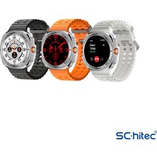 Schitec Watch Ultra Amoled Ekran Waterproof Akıllı Saat 3 Kordonlu Titanyum Gümüş 47MM