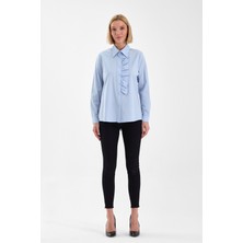 Emmas Clothing Basic Fırfır Detaylı Uzun Kollu Kadın Gömlek