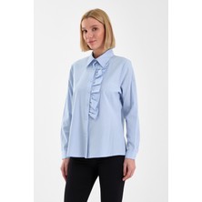 Emmas Clothing Basic Fırfır Detaylı Uzun Kollu Kadın Gömlek