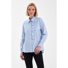 Emmas Clothing Basic Fırfır Detaylı Uzun Kollu Kadın Gömlek