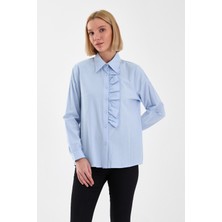 Emmas Clothing Basic Fırfır Detaylı Uzun Kollu Kadın Gömlek