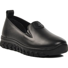 Ayakmod Siyah Hakiki Deri Kadın Günlük Ayakkabı