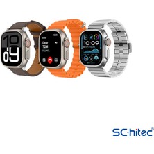 Schitec Watch Ultra 2 Amoled Ekran Waterproof 3 Kordonlu Akıllı Saat Titanyum Gümüş