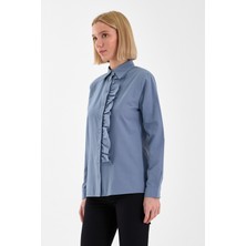 Emmas Clothing Basic Fırfır Detaylı Uzun Kollu Kadın Gömlek