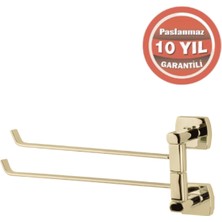 Çelik Banyo Paslanmaz Pirinç Milano 2’li Döner Havluluk Altın Sarı Gold