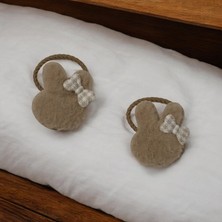 Gigi Giyim Kulaklı Peluş Kurdele Desenli Kız Çocuk Toka