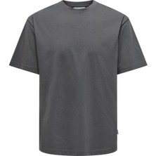 Only & Sons Erkek Onsfred Bisiklet Yaka Kısa Kollu %100 Pamuk T-Shirt 22022532 Füme