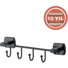 Çelik Banyo Paslanmaz Pirinç Milano 4’lü Askılık Mat Siyah