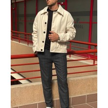 İnpool Gömlek Yaka, Oversize-Fit, Old Money Culture, Düğmeli, Kaşe Kumaş Ceket 24USEC05