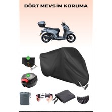 Yuki Gentle 50 Için Arka Çanta Ve Kilit Uyumlu Siyah Motosiklet Branda, Güvenli