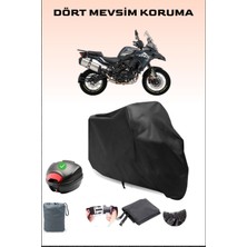Breen Benelli Trk 502X Arka Çanta Uyumlu Siyah Motosiklet Branda Su Geçirmez Dayanıklı Kumaş
