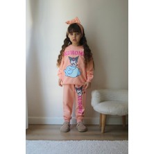 Sacro Kids Kuromi Desenli Eşofman-Sweatshirt 2 Iplik Mevsimlik Kız Çocuk Takım