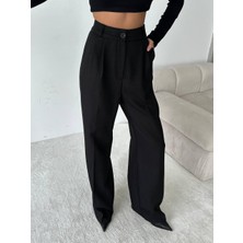 Trend Yün Efekt Kadın Siyah Palazzo Pantolon