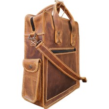 Semiramis Rhea Model El Yapımı Unisex Deri Su Geçirmez Postacı Iş Okul Evrak Laptop Çantası