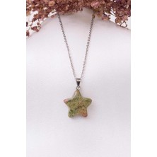 Sertifikalı Unakit Doğal Taş Yıldız Kesim Kolye
