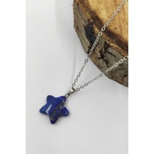 Sertifikalı Sodalit Doğal Taş Yıldız Kesim Kolye