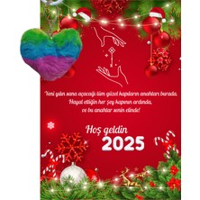 Skygo Yeni Yıl Geyik Kart Üzerinde Anahtarlık (Kişiye Özel Yazı Yazdırılabilir) Renkli Kalp 5 Adet