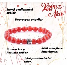 Doğal Taş Dünyası Sertifikalı Kırmızı Akik Doğal Taş Bileklik 8mm