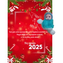 Skygo Yeni Yıl 2025 Kart Üzerinde Anahtarlık (Kişiye Özel Yazı Yazdırılabilir) Peluş Bebek 5 Adet