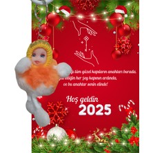 Skygo Yeni Yıl Geyik Kart Üzerinde Anahtarlık (Kişiye Özel Yazı Yazdırılabilir) Peluş Bebek