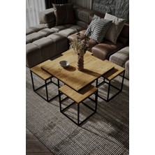 Home Plus Mobilya Siyah Ayak Atlantik Çam 18mm Sunta Orta Sehpa