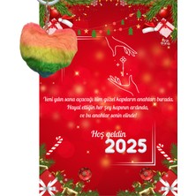 Skygo Yeni Yıl 2025 Kart Üzerinde Anahtarlık (Kişiye Özel Yazı Yazdırılabilir) Renkli Kalp 5 Adet