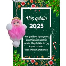 Skygo Yeni Yıl Kart Üzerinde Anahtarlık (Kişiye Özel Yazı Yazdırılabilir) Peluş Bebek 5 Adet