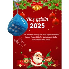 Skygo Yeni Yıl Noel Baba Kart Üzerinde Anahtarlık (Kişiye Özel Yazı Yazdırılabilir) Zar Model 5 Adet