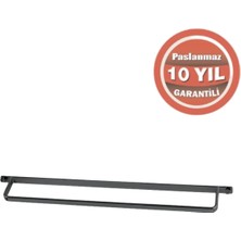 Çelik Banyo Paslanmaz Pirinç Mercan Uzun Havluluk 50CM Mat Siyah