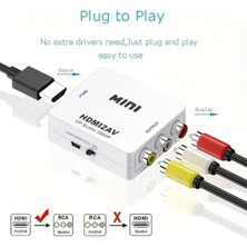 Derwell HDMI to RCA TOS AV Çevirici Dönüştürücü Tüplü TV AV Video Adaptör Full hd 1080 Çevirici Converter