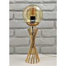 365gunserisonu Gold Kaplama Burgu Metal Ayaklı Kristal Cam Toplu Gold Şeffaf Glob Camlı Abajur Masa Lambası