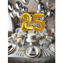 VibeHome Gold Renk 25 Rakamlı Folyo Balon (40 Inç / 100  cm ) - Doğum Günü Parti ve Eğlenceli Etkinlikler Için