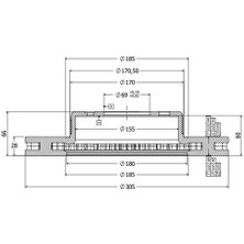 Braxis AE0804 Fren Diski Ön H100 Minibüs 94-08 Kamyonet 97-03 Havalı 253MM 5812944010