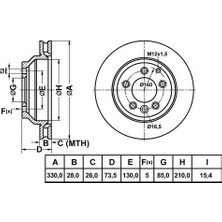 Mga 50220 Arka Fren DISKI-330X28 5X130 Volkswagen Touareg 03-07 Q7 07-09 Porsche Cayenne 03- 7L8615601C