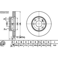 Mga 50121 Fren Disk Ön Hava Kanallı 236-4 Chevrolet Aveo Kalos 05-10-Grand Carnival 06- 569054