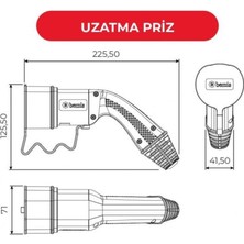 Elektrikli Araç Şarj Kablosu Priz + Fiş Seti - 8m Trifaze 32A Kablolu Şarj Seti