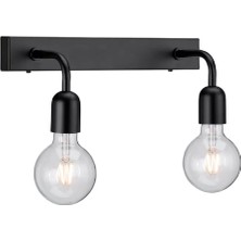 Riolight Vintage,rustik,retro 2 x E27 Siyah Metal Ayna Üstü Duvar Aplik UZUNLUK:30 cm