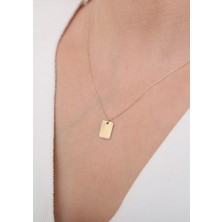 Bayar Gold 14 Ayar Altın Mini Dikdörtgen Plaka Kolye