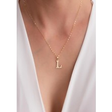 Bayar Gold 14 Ayar Altın Plaka L Harf Kolye