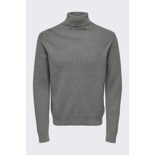 Onsphil Reg 12 Struc Roll Neck Knit Noos Erkek Gri Kazak - 22023202