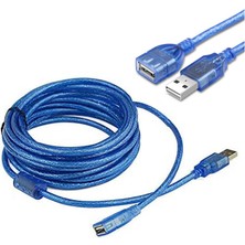 Koodmax 10 Metre - USB Uzatma Kablosu - USB 2.0 Uzatıcı Dişi Erkek Filtreli Mavi 10MT