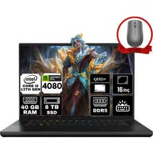 Razer Blade 16 Intel Core I9-13950HX 40GB 8tb SSD RTX4080 Freedos 16'' Qhd+ Taşınabilir Gaming Bilgisayar RZ-0483TEH3-R3E1-B-A9 & Anzar Mouse