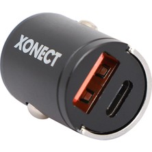 Xonect - Araç Şarj Cihazı USB ve Type-C Çıkışlı 30W Hızlı Şarj Adaptörü