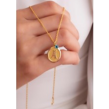 Bayar Gold 14 Ayar Altın A Harf Oval Kolye