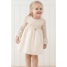 Juniba Kids Valencia Kız Bebek Bej Dantelli Elbise