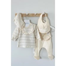 Juniba Kids Lotus Kız Bebek Krem Dantel Yaka Detaylı Sim Ipli 5'li Set