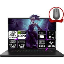 Razer Blade 16 Intel Core I9-13950HX 48GB 2tb SSD RTX4090 Freedos 16'' UHD Taşınabilir Gaming Bilgisayar RZ-0483UEJ4-R3E1-B-A12 & Anzar Mouse