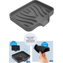 Tineke Silikon Mutfak, Banyo Su Giderli Vantuzlu Esnek Sabunluk Siyah Renk