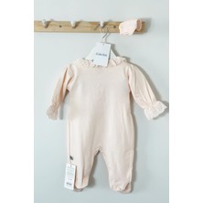 Juniba Kids Daisy Kız Bebek Pudra Fistolu Çıtçıtlı 3'lü Tulum Set